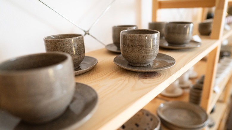 close up of ceramic cup set