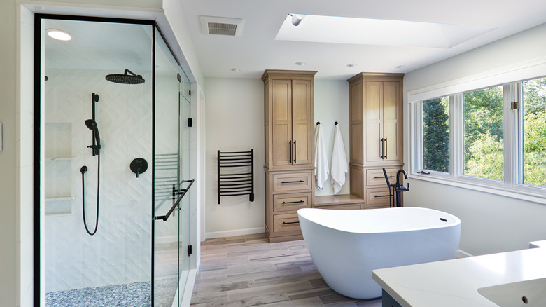 modern bathroom with shower and tub