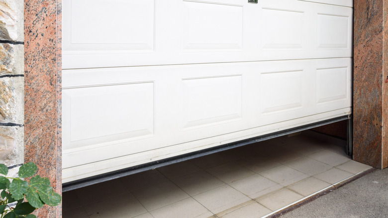 partially open garage door