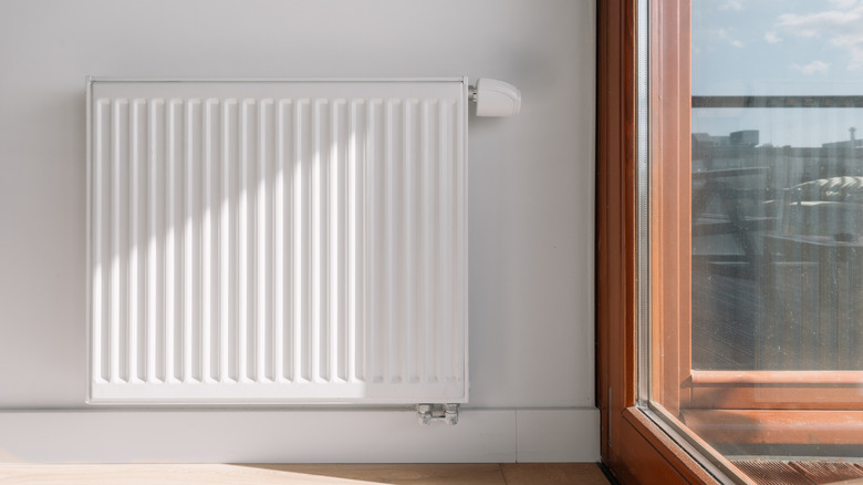 A radiator by a window
