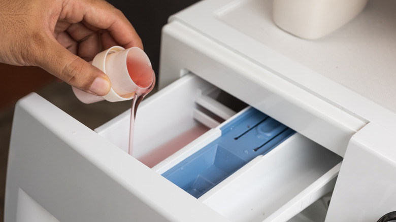 pouring softener in washing machine 