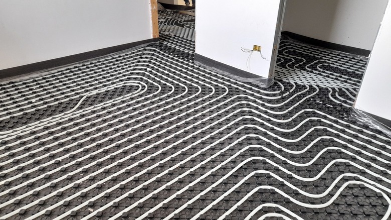 Radiant floor heating system in an apartment