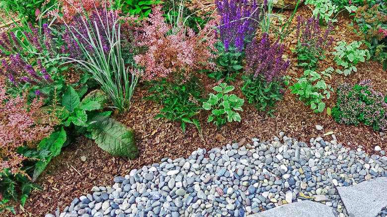 Garden with gravel and mulch