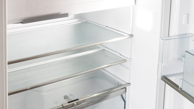 Empty fridge in a kitchen