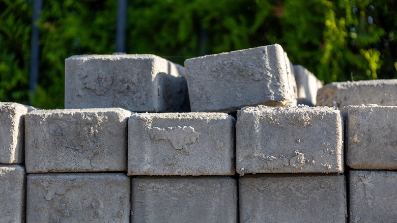 A stack of concrete blocks