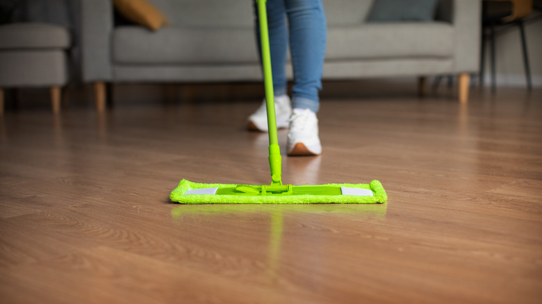 mopping vinyl floors