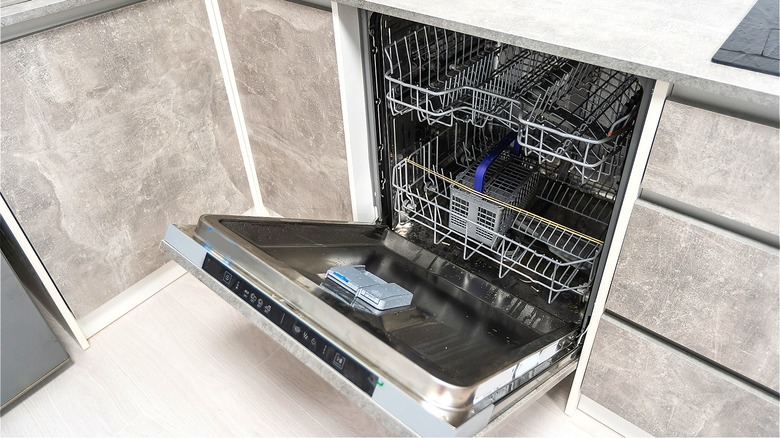 Dishwasher with door open
