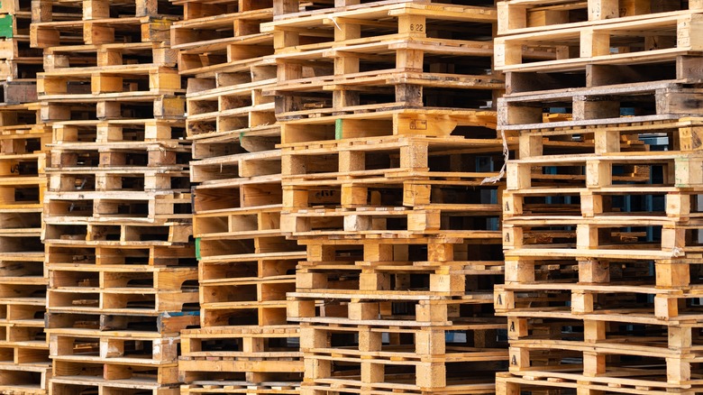 Stacks of wood pallets