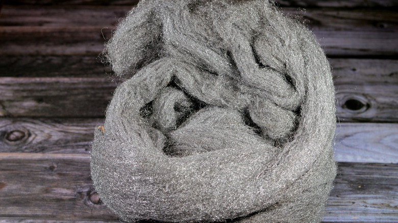 Close up of super fine steel wool