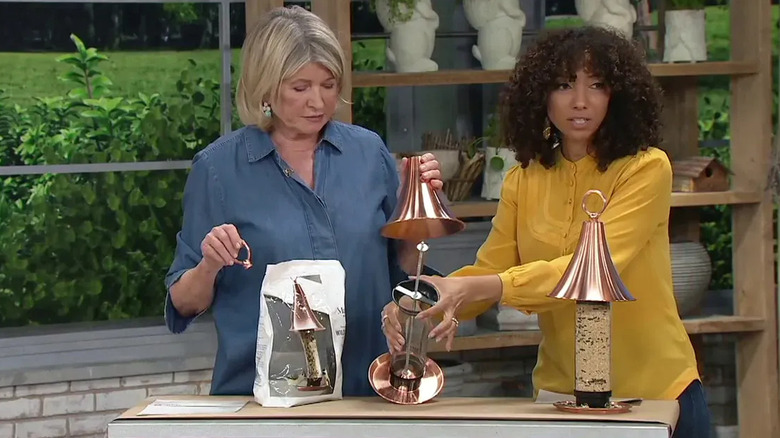 Martha Stewart on QVC with her copper bird feeder