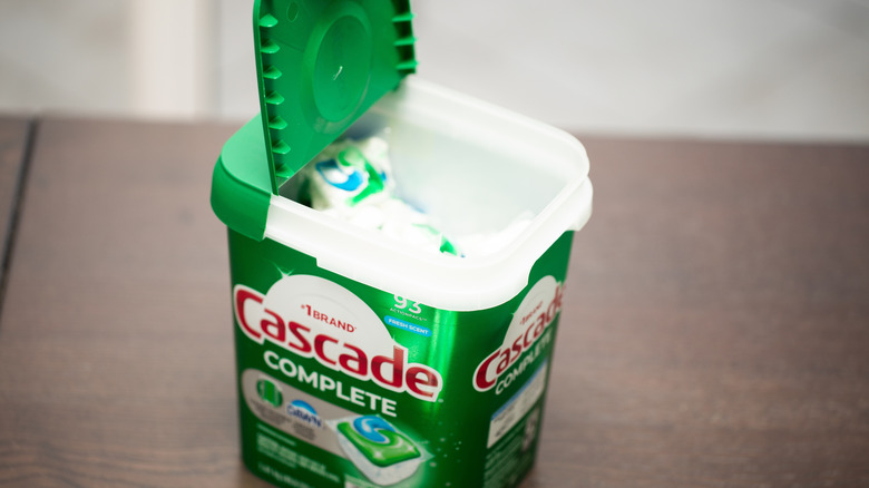 Cascade Complete Dishwasher pods on a table