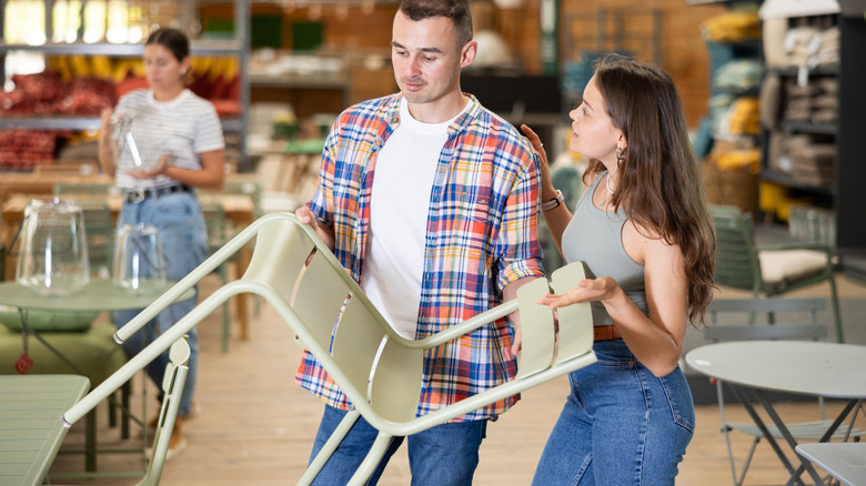 couple shopping for patio furniture