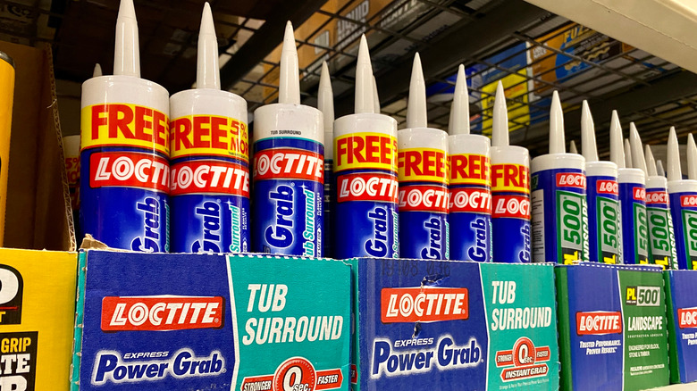 Sealant products at hardware store