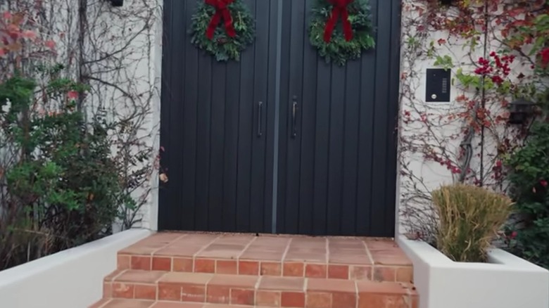 Front of Kendall Jenner's home with wreaths on the door