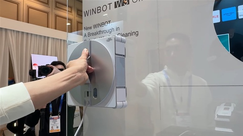Ecovacs robotic window cleaner on display at CES 2026