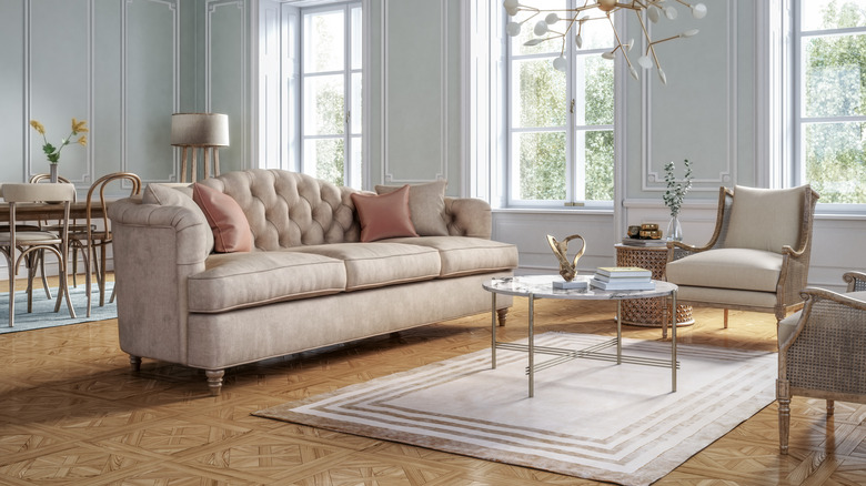 Vintage inspired furnishings in modern room