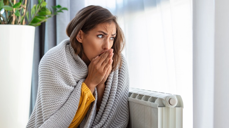 cold woman at home