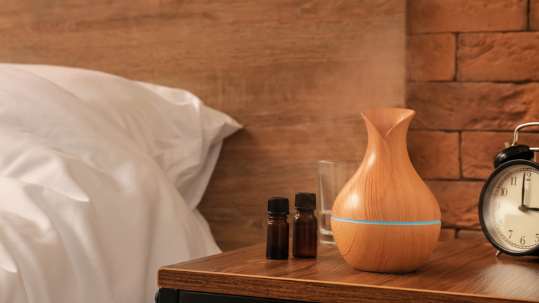 diffuser in aesthetic bedroom