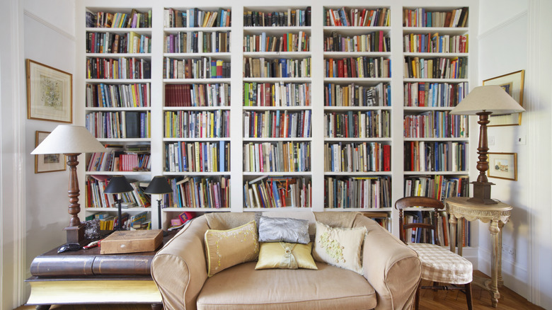 huge bookshelf in living room