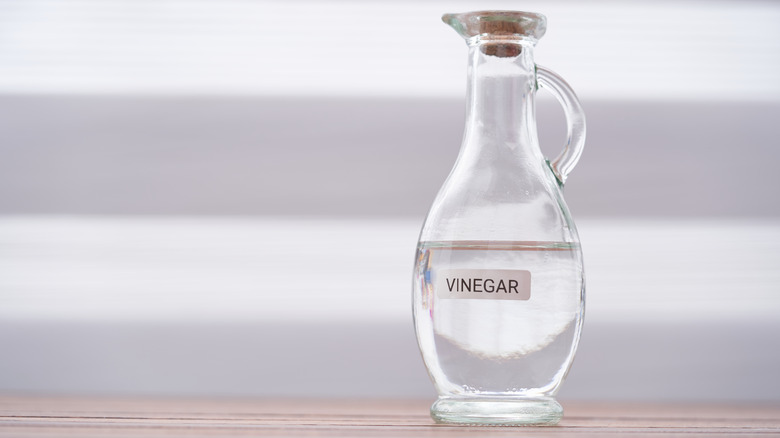 White vinegar on table