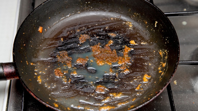 Dirty pan on stove