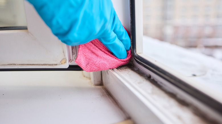 Cleaning the window tracks of a home