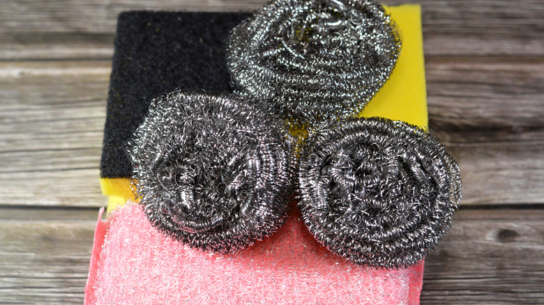 Steel wool scrubbers