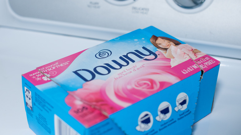 Box of Downy on top of dryer