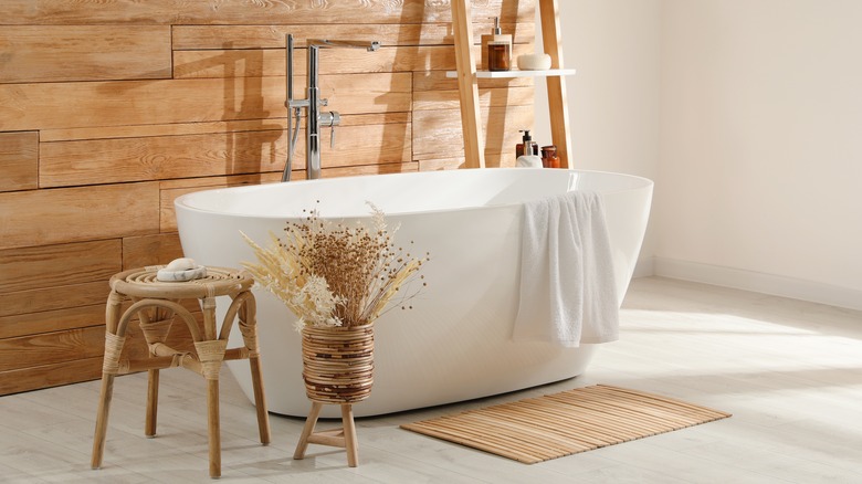 bath tub in wooden room