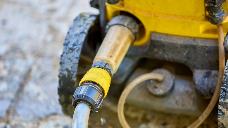 Close-up of power washer inlet