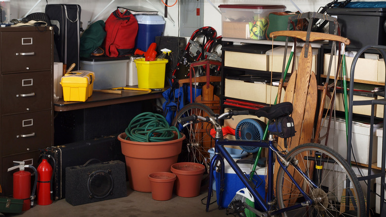 Garage with clutter