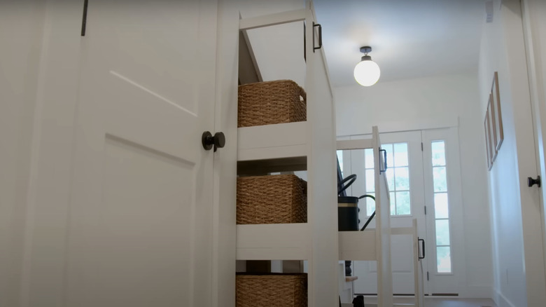 Pull out shelves in hallway