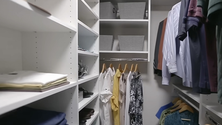 Modern closet with shorter shelves