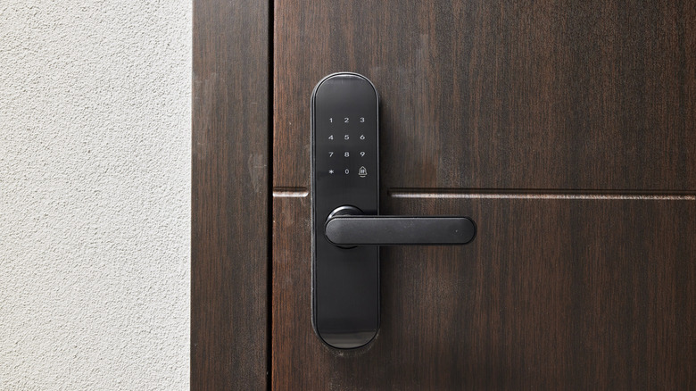 A smart lock on a front door