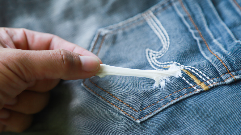 Gum stuck on jeans