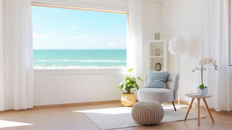 A bright coastal home overlooking the ocean.