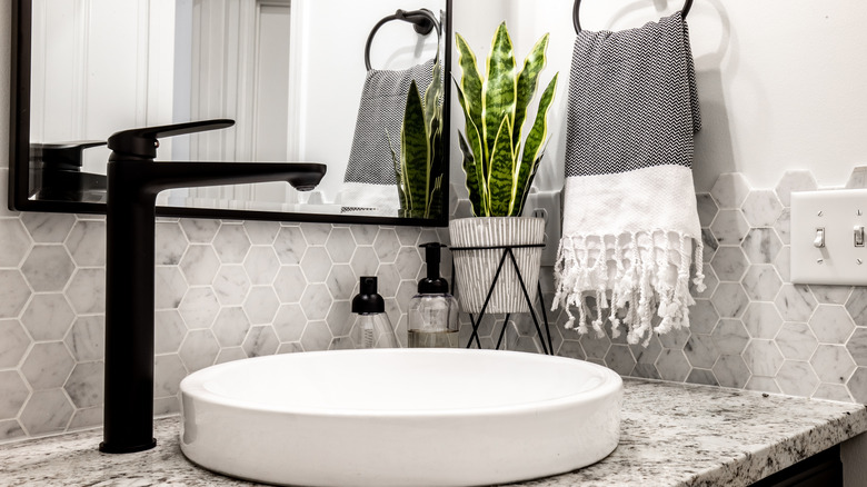 black and gray contemporary bathroom 