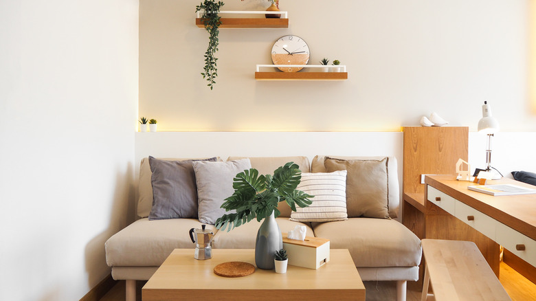 warm colored living room