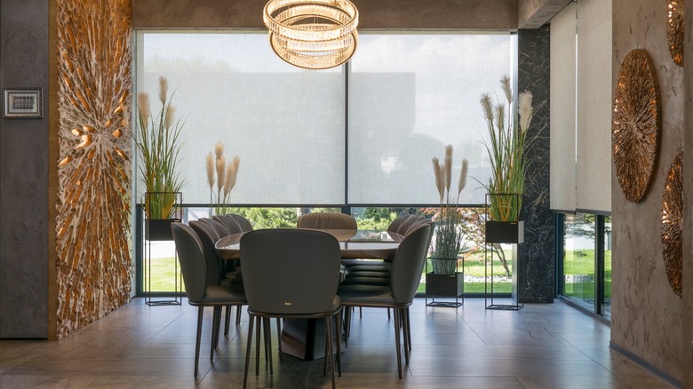 Beautiful dining room large windows 