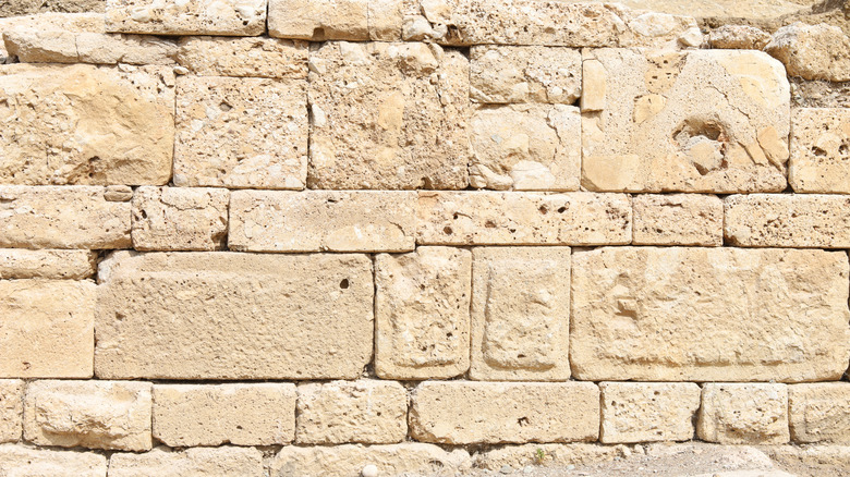 Ancient limestone wall.