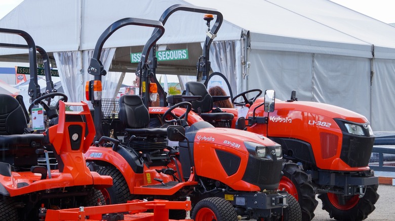 Kubota lawn mowers on display
