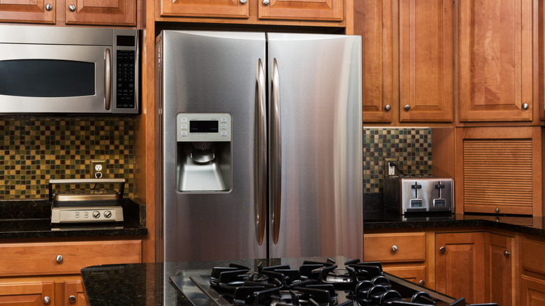A french-door refrigerator installed in a kitchen