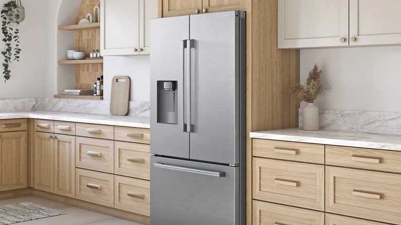 A samsung French-door refrigerator installed in a kitchen