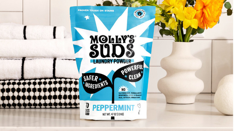 A package of Molly's Suds laundry powder.