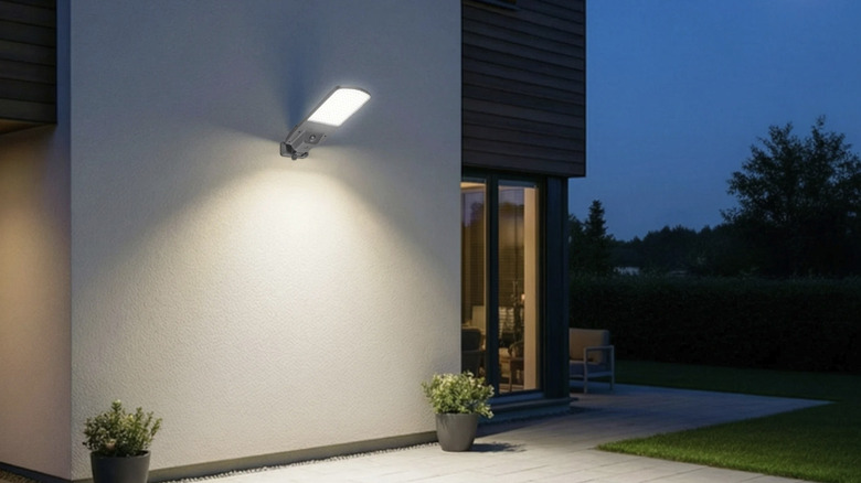 Sol-R-Brite's Fresh Source Solar Area Light on a house wall