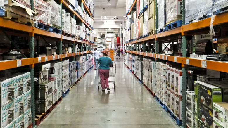 Costco aisle with person pushing cart
