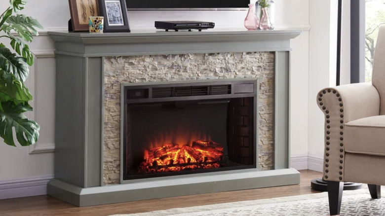 Electric fireplace in living room