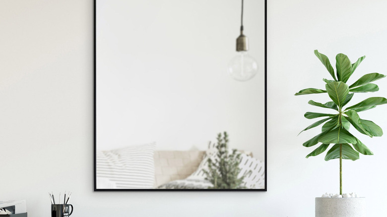 Decorative rectangular mirror with black border