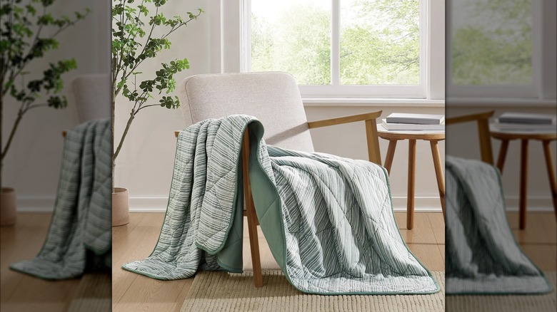 Costco Cooling Throw draped over chair