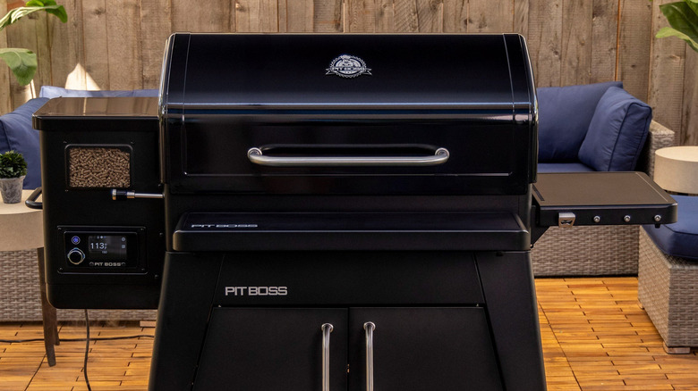 Pit Boss grill sitting on a porch